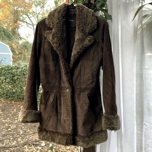 Brown leather coat